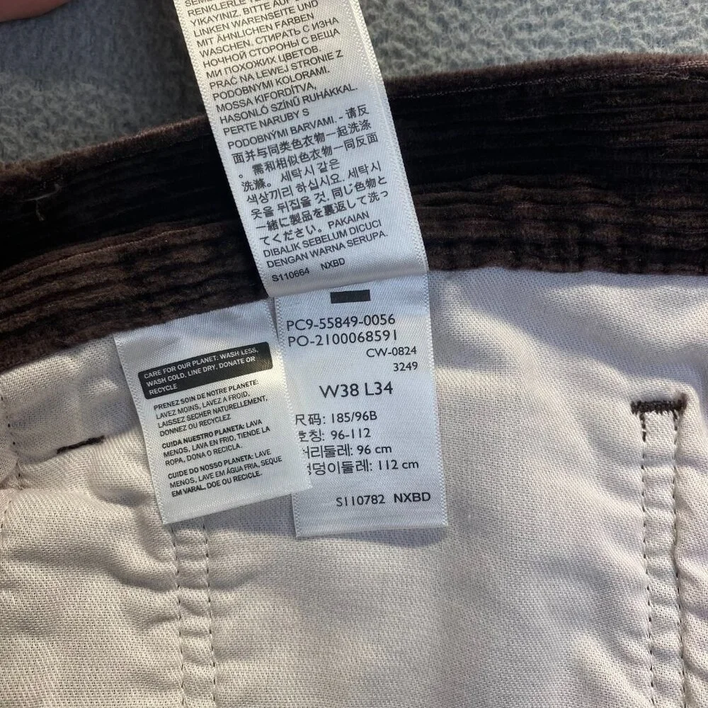 Levis 568 Loose Straight Carpenter Pants Brown Corduroy‎ Workwear Size 38x34